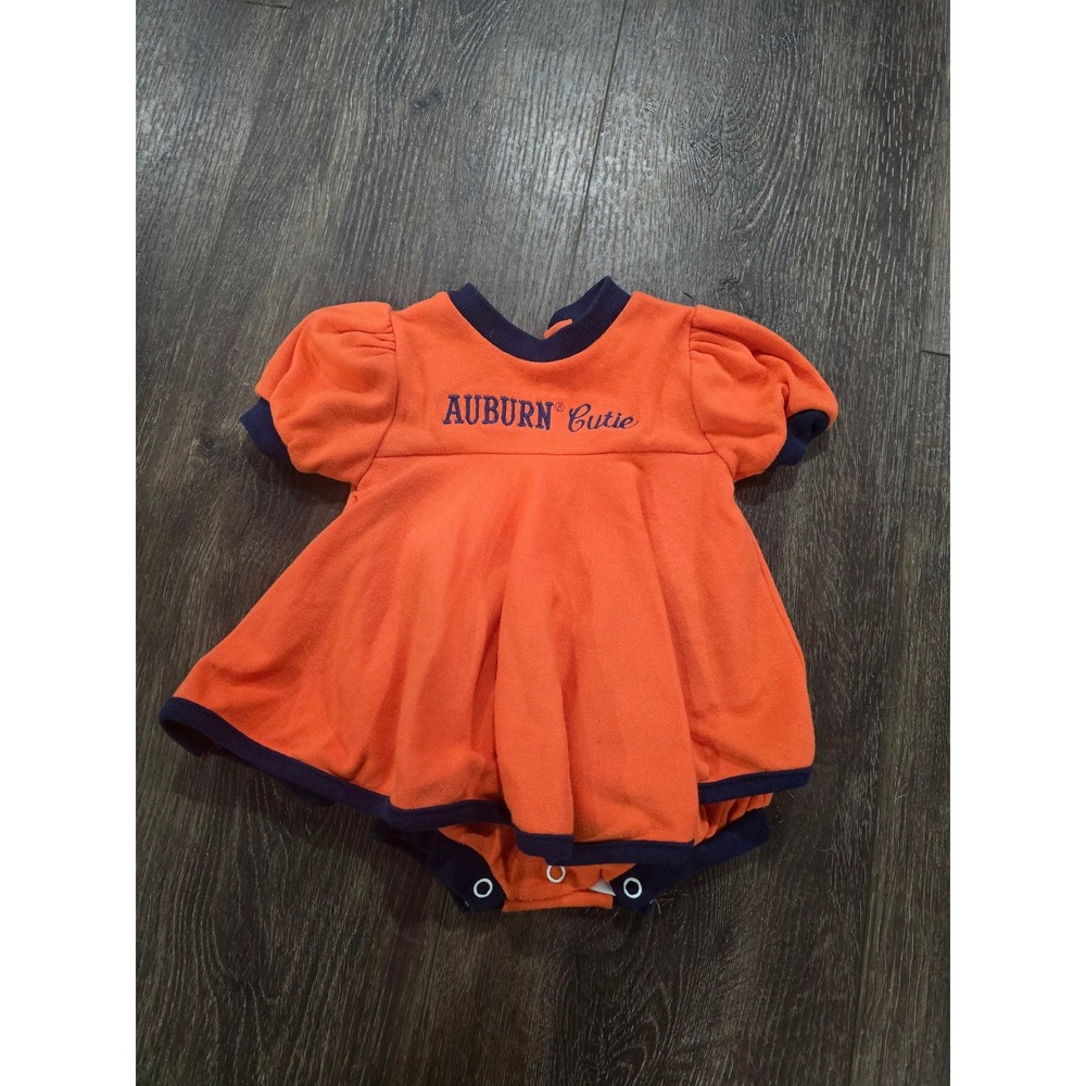 Little King Auburn Tigers Baby Girl Dress Bodysuit Orange Navy 12M Made in USA